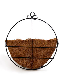 Кашпо настенное, d=20 см, металлическое, со вставкой из кокоса
