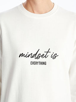 Bisiklet Yaka Bask?l? Kad?n Sweatshirt Tunik