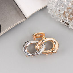 Цена за 6 шт. Крабик для волос «Хизер», звенья, 4.5 см, золото-серебро