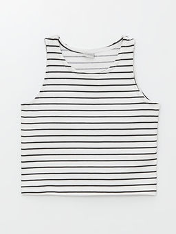 Bisiklet Yaka ?izgili K?z ?ocuk Crop Atlet