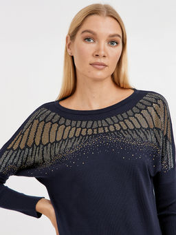 джемпер женский в синем цвете с добавлением страз - Glenfield фото 3