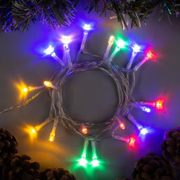 Гирлянда Нить 2 м, IP20, прозрачная нить, 20 LED, 2 режима, батарейки AAх3 (нет в комплекте), свечение мульти