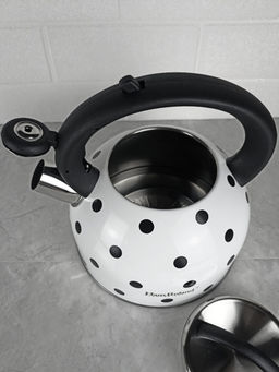 Чайник 2,5л нержавеющая сталь HR732-1 белый в черный горох OLS-001-5