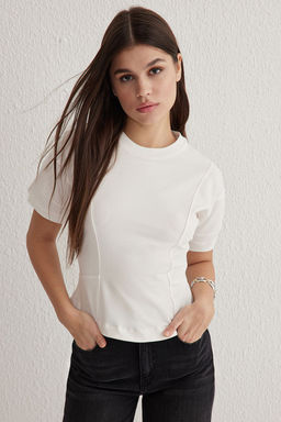 Trendyolmilla Siyah Fitted/Vucuda Oturan Bisiklet Yaka Esnek Orme Bluz TWOSS25BZ00009  фото 6