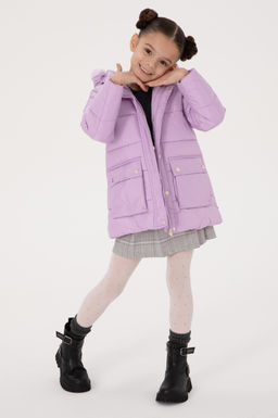 K_z _ocuk Lila Kap__onlu _i_me Mont Sepette S_rpriz _ndirim