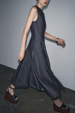 ZW COLLECTION DENIM MIDI DRESS - Zara фото 4