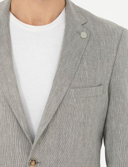 A__k Ye_il Ex. Slim Fit Keten Kar___ml_ Ceket