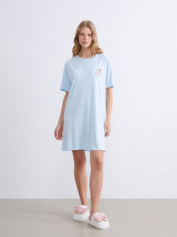 Bisiklet Yaka Hello Kitty Bask?l? Kad?n Gecelik