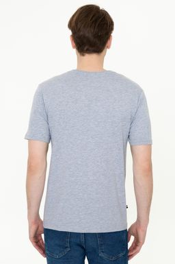 Мужская серая меланжевая футболка с круглым вырезом Basic - U.s. polo assn фото 4