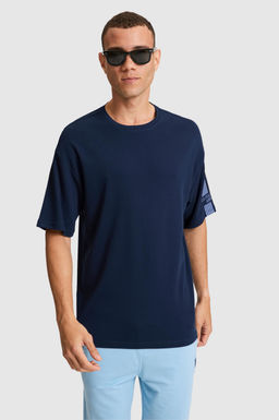 Erkek Lacivert Comfort Fit Bisiklet Yaka Ti__rt