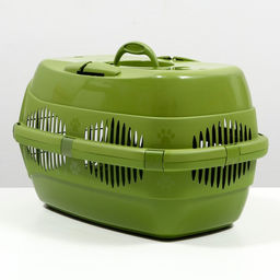 Переноска для животных до 12 кг Пижон 49х33х32см, металлическая дверь, оливковая  фото 3