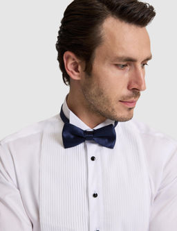 Beyaz Slim Fit _n_ Pliseli Duble Man_et Pamuk Kar___ml_ Smokin G_mlek