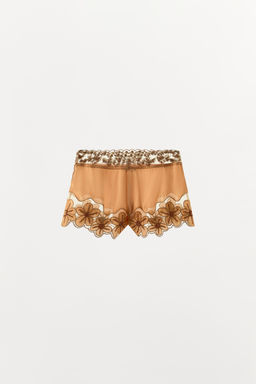 SHORTS BORDADOS FLORES ABALORIOS / Naranja - Zara фото 7