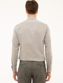 Светло-коричневая приталенная рубашка с длинным рукавом - Cacharel фото 9