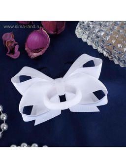 Цена за 6 шт. Бант для волос на резинке «Школьница», штрихи, 8 см, бело-синий