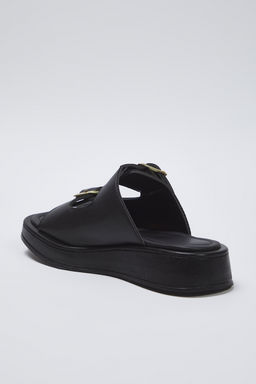 Trendyol Shoes Siyah Cift Bantl? Toka Detayl? Kal?n Taban Kad?n Terlik TAKSS25TE00044 - Trendyolmilla фото 9