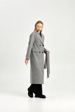 Пальто женское демисезонное 26102 (серый/ёлочка)