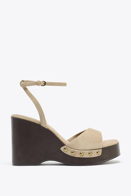SPLIT SUEDE STUDDED SANDALS - Zara фото 2