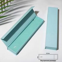 Цена за 6 шт. Коробочка подарочная под браслет/цепочку/часы Тиффани, 22,5x5 (размер полезной части 22х4см), цвет голубой