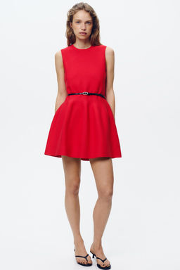 BELTED MINI KNIT DRESS