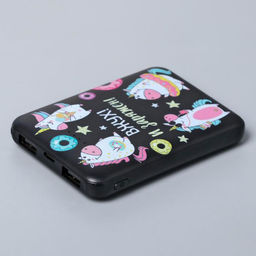 Подарочный набор: наушники, маска для сна и зарядное устройство 5000 mAh м. PB-05 «Единорог», 20,5 х 16,5 см.