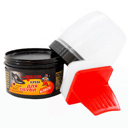 Крем для обуви 60мл банка с аппликатором Двойной блеск д5см, h8,5см, черный (Россия) - Домашняя мода фото 2