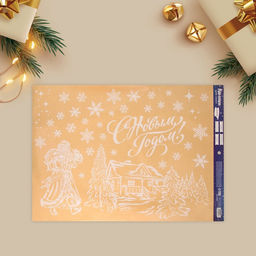 Наклейки на окна многоразовые С Новым годом, 50?70 см