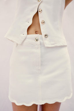 FALDA PANTAL?N Z1975 DENIM BAJO ONDULADO / Blanco - Zara фото 3