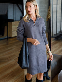 Платье с воротом на молнии из пряжи с кашемиром