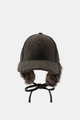 CHECK CAP WITH WOOL AND EAR MUFFS - Zara фото 5