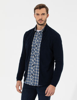 Lacivert Slim Fit Fermuarl_ Triko H_rka