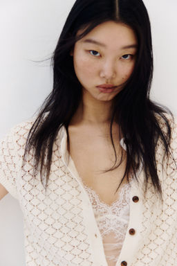 C?rdigan en punto pointelle con manga japonesa - H&m фото 6