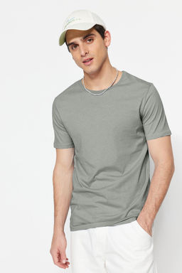 Gri Slim/Dar Kesim %100 Pamuklu Basic Bisiklet Yaka T-Shirt TMNSS19BO0001