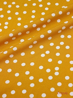 Штапель Россыпь среднего гороха-2 на ярко-горчичном, ш.1.44м, вискоза-100%, 100гр/м.кв - Купава фото 6