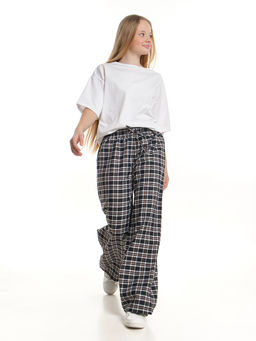 Брюки палаццо спортивные штаны для девочки одежда в клетку UD 7942(5170) т.синяя/белая клетка - Mini maxi фото 4