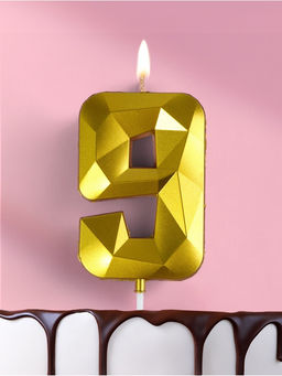 Свеча в торт на шпажке «Грань», цифра 9, золотая, 9 см, ГИГАНТ