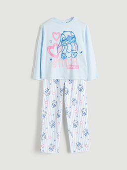 Bisiklet Yaka Stitch Bask?l? K?z ?ocuk Pijama Tak?m?