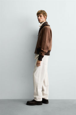 REGULAR FIT LEATHER JACKET - Zara фото 4