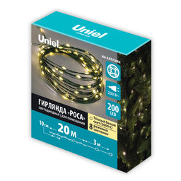 ULD-S2000-200/DGA WARM WHITE IP20 DEW Гирлянда светодиодная Роса, 20м. 200 светодиодов. Теплый белый свет. Провод зеленый. ТМ Uniel - Volpe фото 13