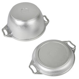 Традиция Казан алюминиевый 4л, д24см, h14см, s0,45см, дно д17см, s0,6см, литой, металлическая жаропрочная крышка-сковорода h4см (Россия) - Домашняя мода фото 3