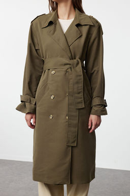 Trendyolmilla Haki Kemerli Ruzgarl?k Detayl? Su Itici Uzun Trenckot TWOSS21TR0005  фото 56