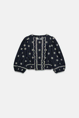 BLUSA LUNARES BORDADOS PERFORADOS / Marino - Zara фото 6