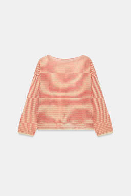 JERSEY PUNTO FINO RAYAS / Crudo / Rojo