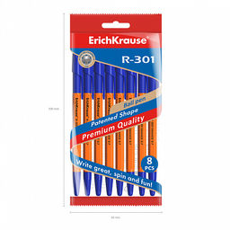 Цена за 50 шт. Ручка шариковая ErichKrause R-301 Stick&Grip Orange 0.7, цвет чернил синий (в коробке по 50 шт.)  фото 21