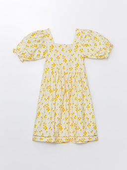 Kare Yaka ?i?ekli K?sa Kollu K?z ?ocuk Elbise - Waikiki фото 2