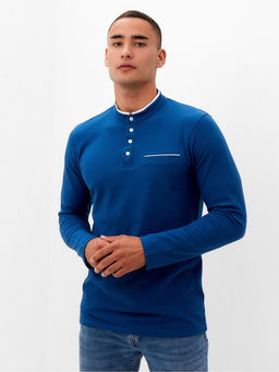 Футболка с длинным рукавом мужская MINAKU синяя, р-р 42