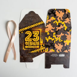 Цена за 2 шт. Коробка подарочная складная, упаковка, С 23 февраля!, 12?12?12 см