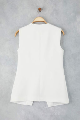 Beyaz Kruvaze Kapama Astarl? Dokuma Yelek TWOAW26YE00015 - Trendyolmilla фото 6