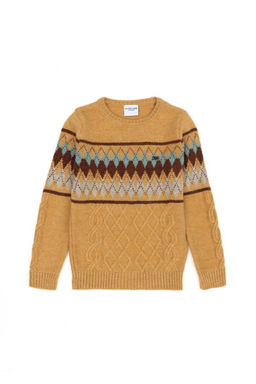 U. S. Polo Assn Трикотажный свитер песочного меланжевого цвета с круглым вырезом для мальчика - U.s. polo assn фото 4