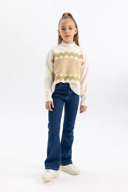 Расклешенные джинсовые брюки для девочек - Defacto фото 4